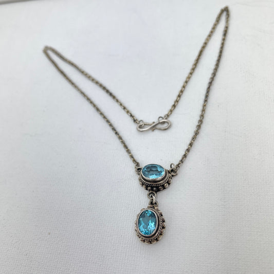 Sterling Silver and Blue Topaz Necklace