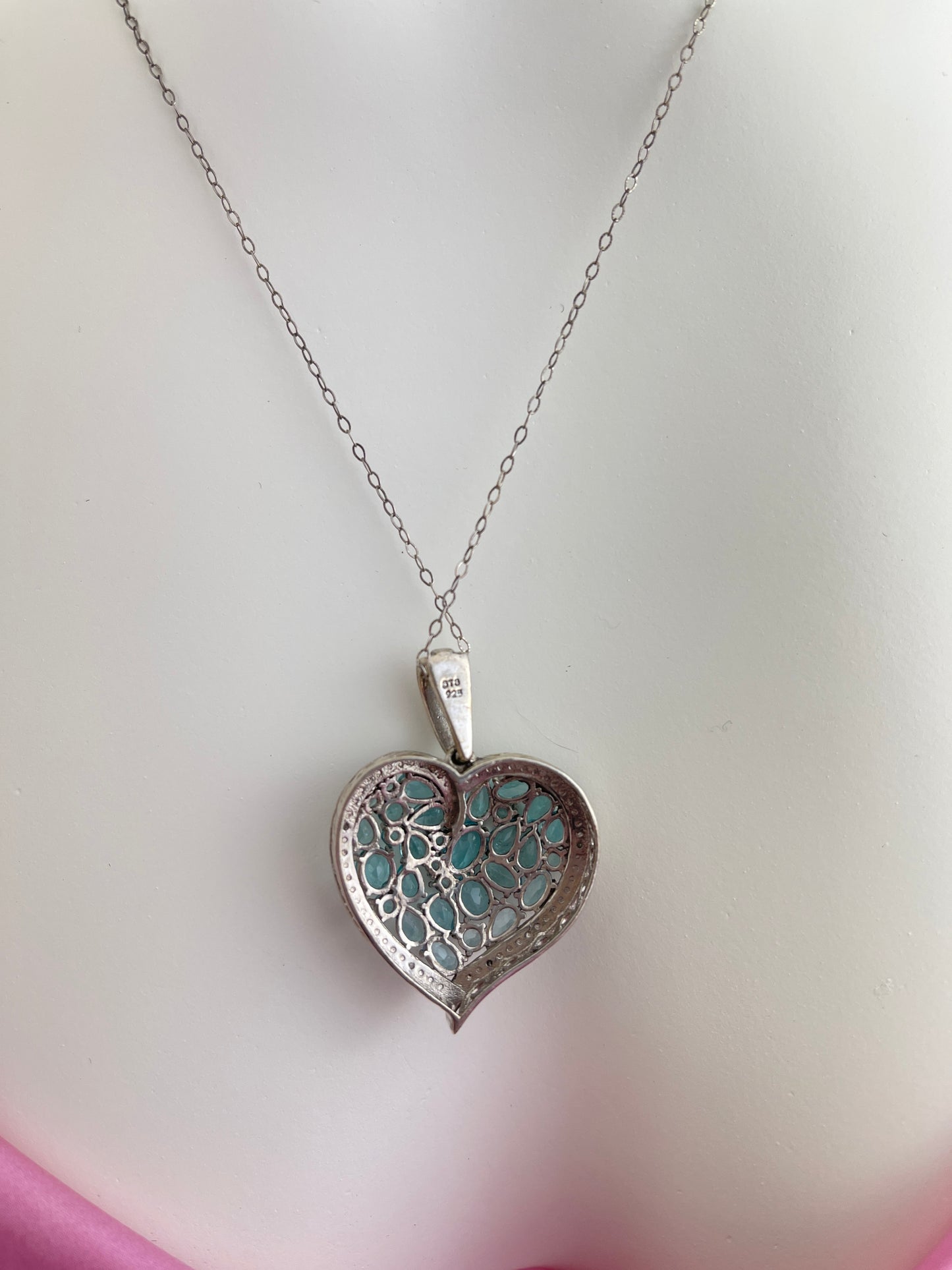 Paraiba Apatite Heart Necklace in Sterling Silver