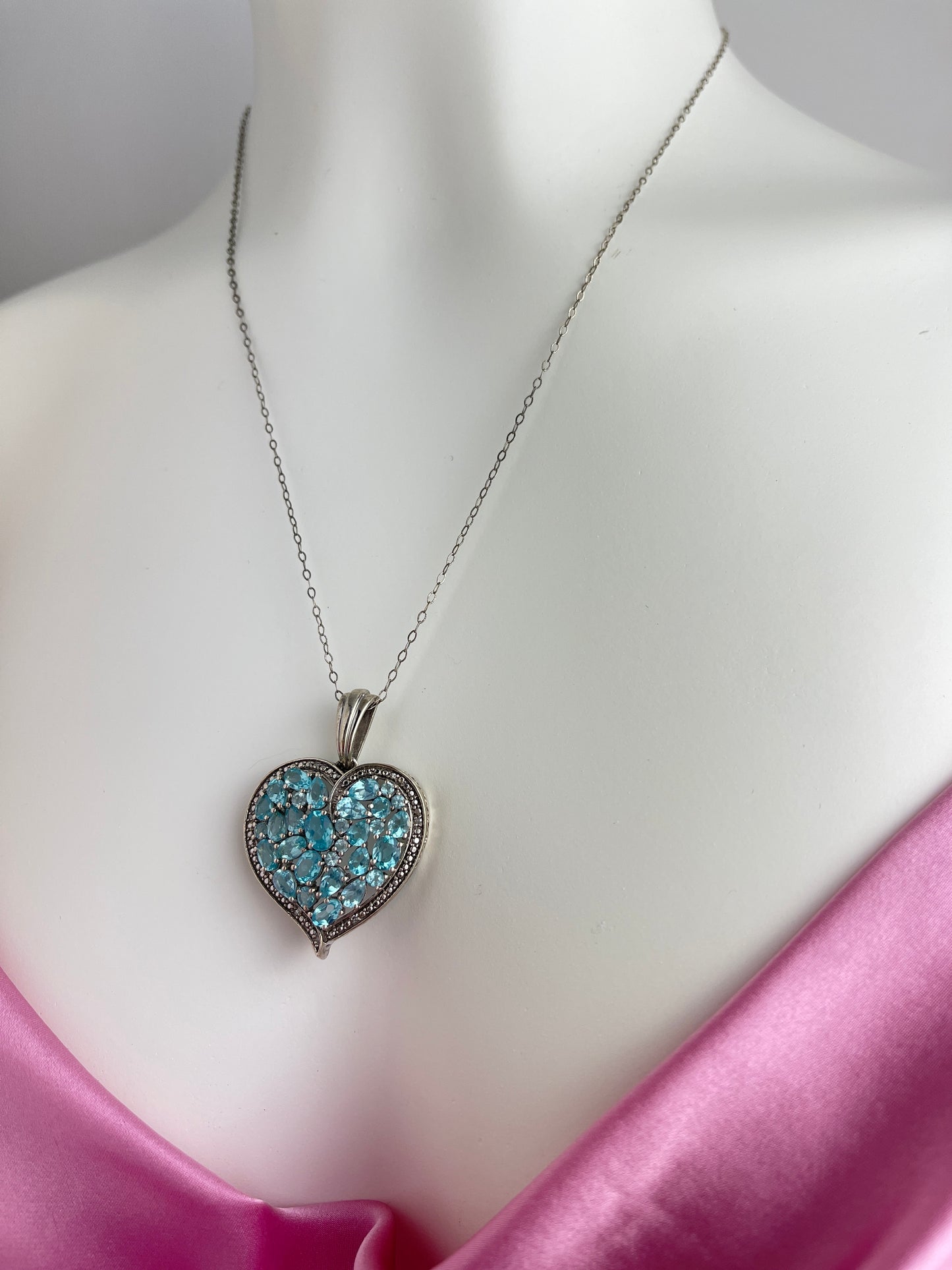 Paraiba Apatite Heart Necklace in Sterling Silver