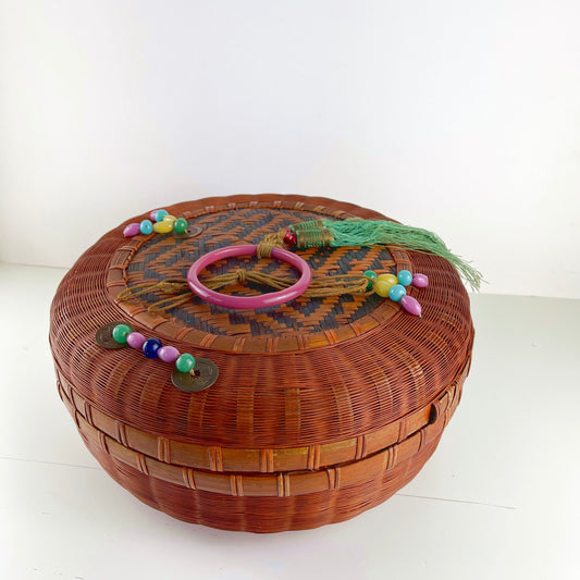 Hand-Made Split Bamboo Sewing Basket