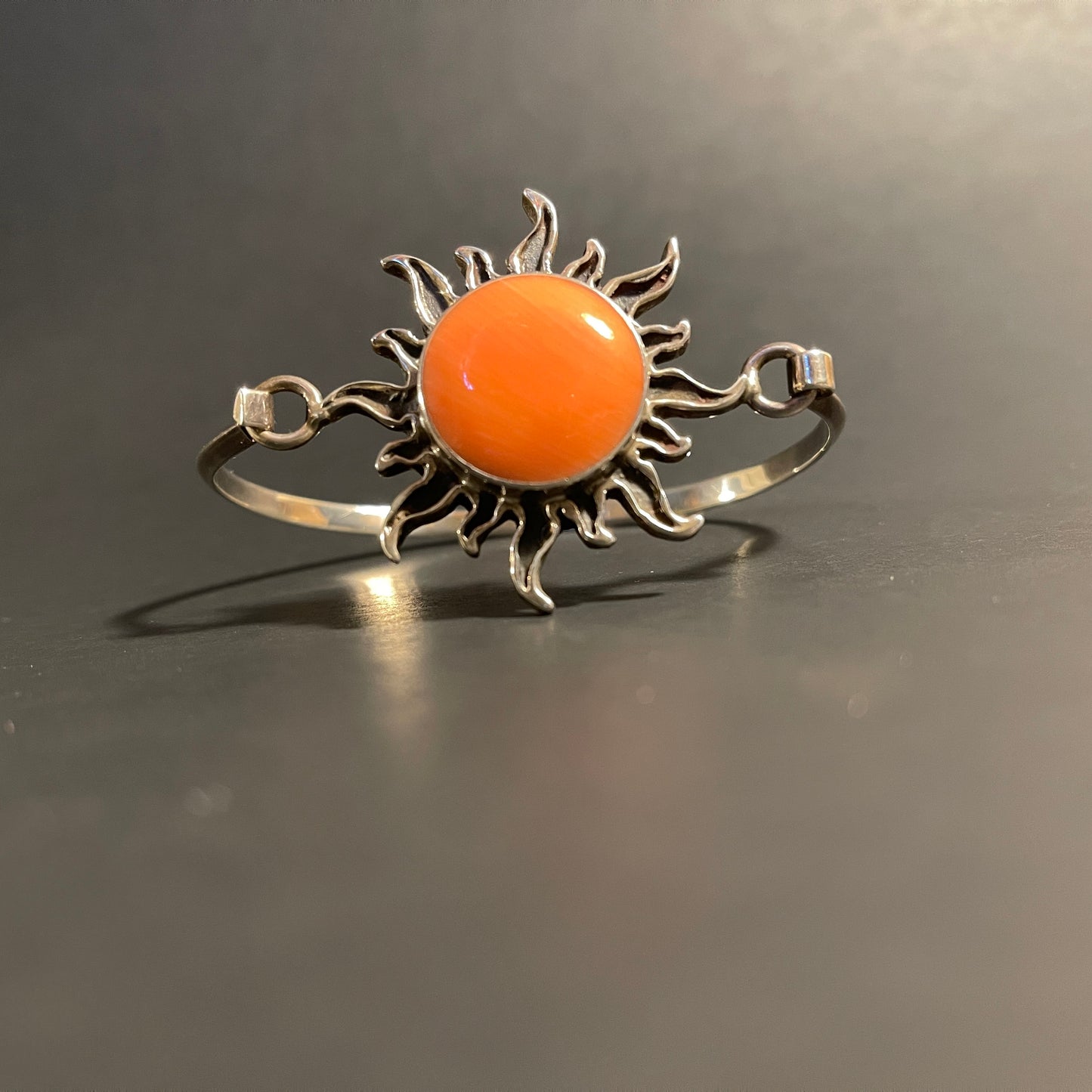 Vintage Sun Cuff Sterling Silver Bracelet