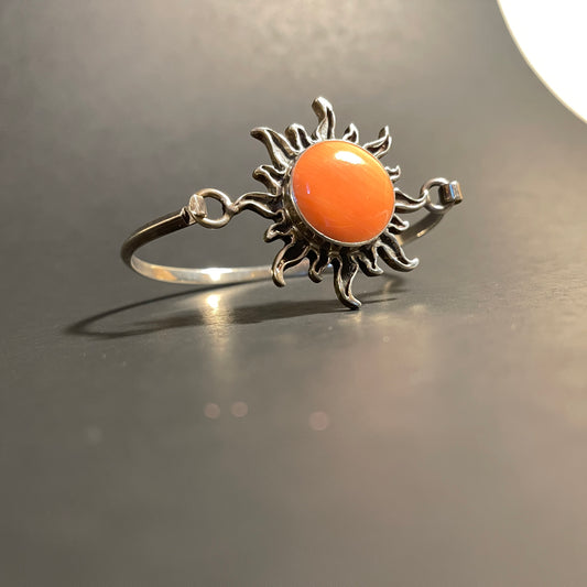 Vintage Sun Cuff Sterling Silver Bracelet