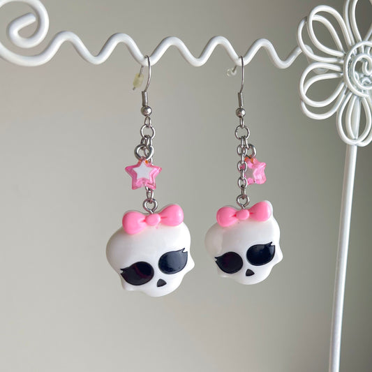 Girly Sugar Skull Dangle Earrings