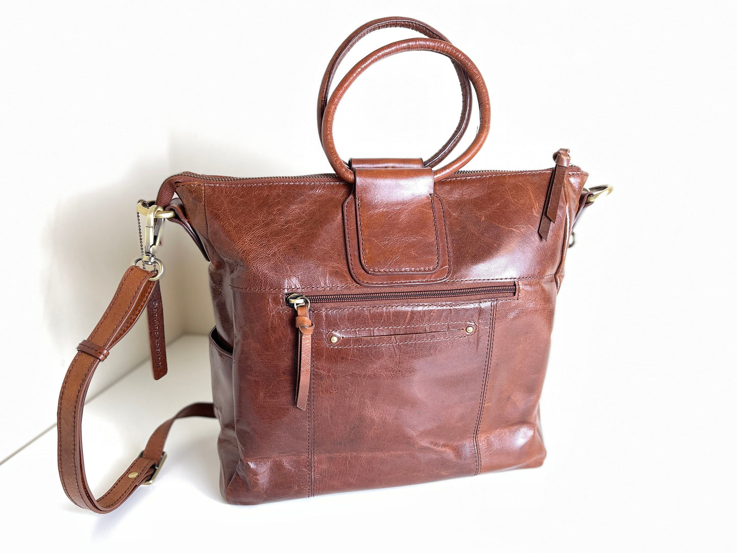 Ring-Handle Leather Tote by Nino Bossi