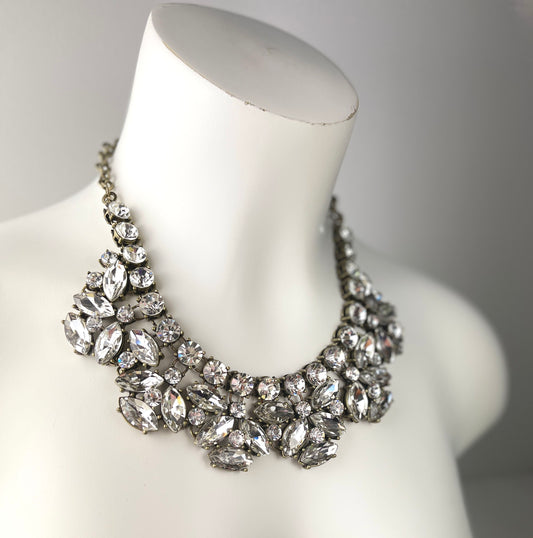 Clear Rhinestone Bib Necklace