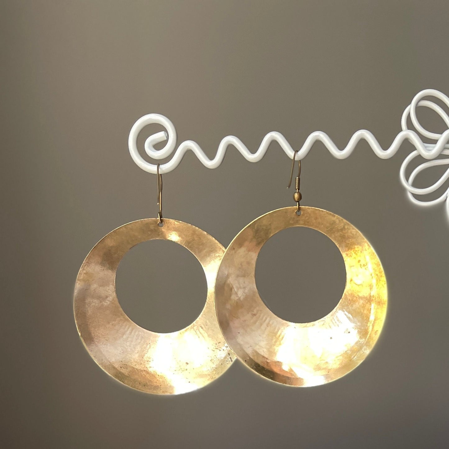 Stamped Brass Disc Earrings