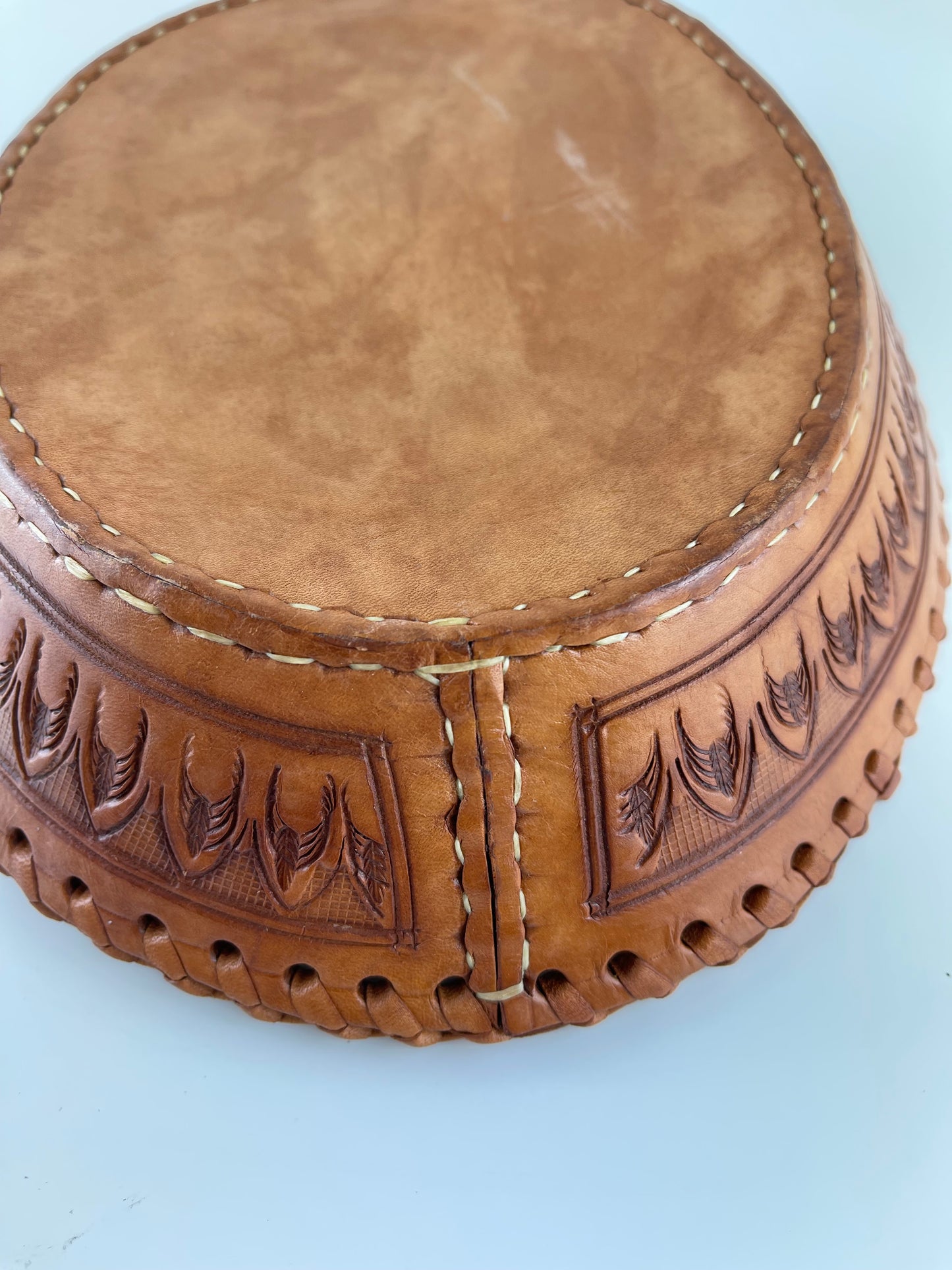 Hand-tooled Leather display dish