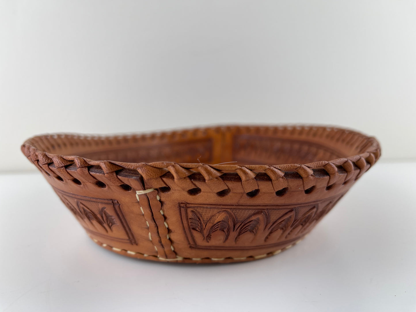 Hand-tooled Leather display dish