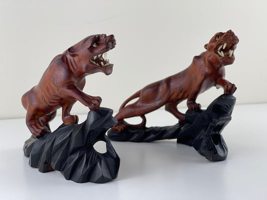 Carved Wooden Tigers