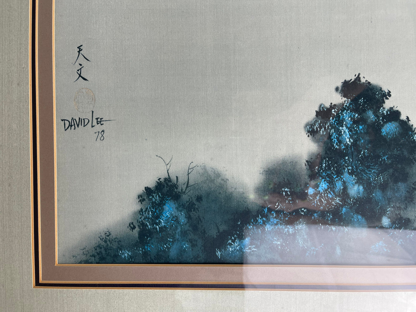 David Lee Signed 1978 Landscape /Chinese Ink on Silk