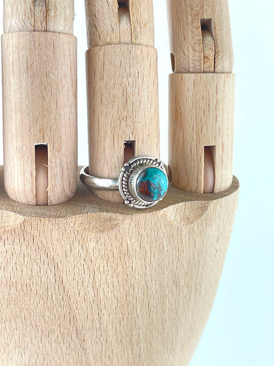Basalt Turquoise Ring size 9 Sterling Silver
