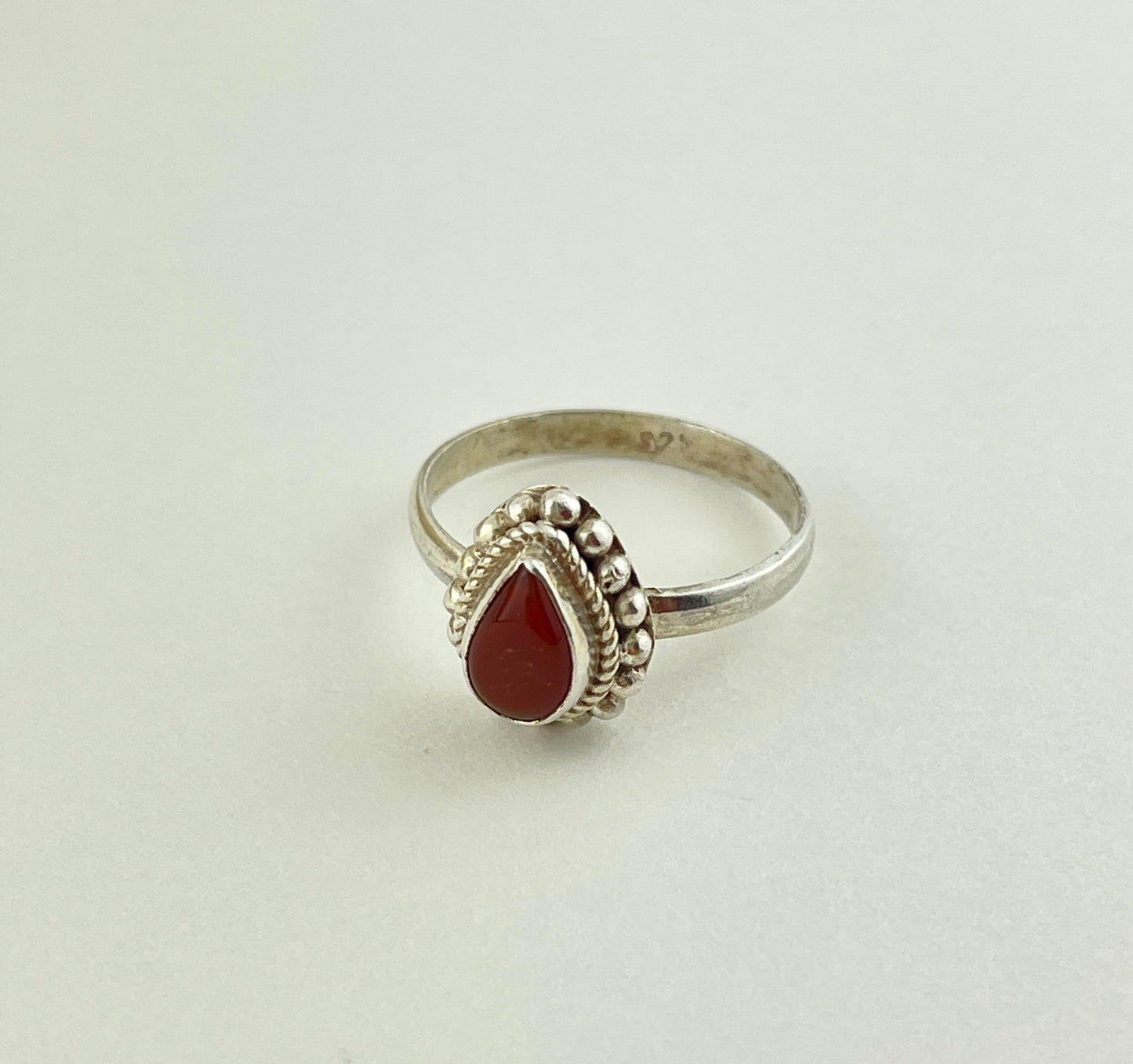 Teardrop Carnelian in Sterling Silver Ring Size 7