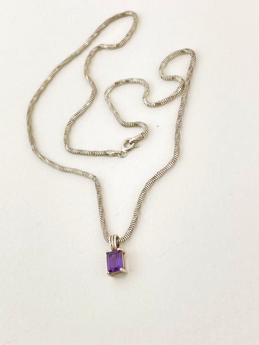 Amethyst Pendant with Sterling Silver Chain